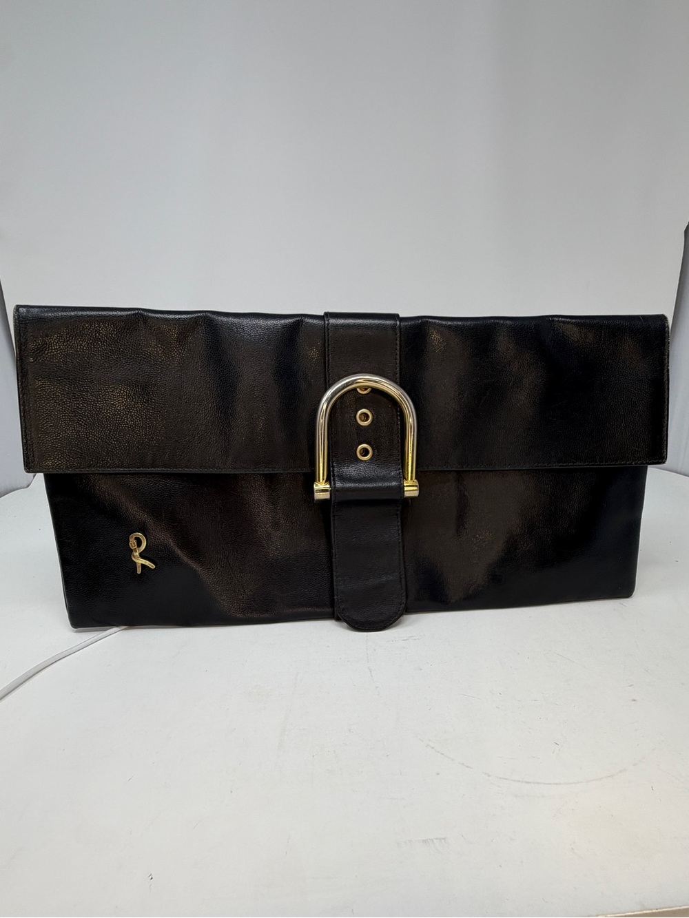 Roberta di Camerino Black Leather Belted Clutch Bag Vintage - Picture 15 of 15